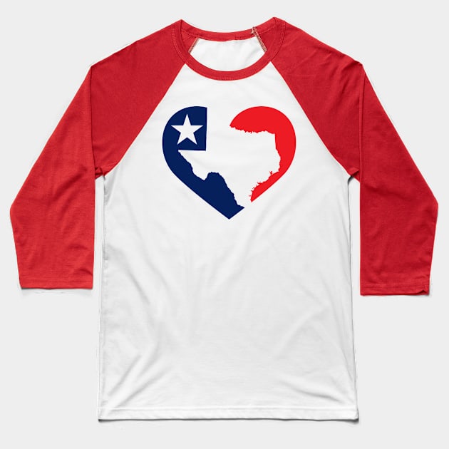 Texas Love Heart Baseball T-Shirt by BRAVOMAXXX